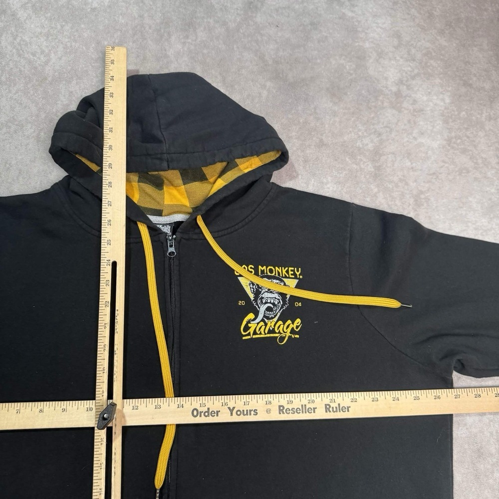 Gas Monkey Garage Hoodie Jacket Full Zip Black/Yellow Men's 2XL Front Back - Picture 7 of 8